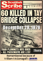 The Tay Rail Bridge was completed in February 1878. Over the course of six years, six hundred workmen had built a bridge with 3,700 tons of cast iron, 3,500 tons of malleable iron, 87,000 cubic feet of timber, 15,000 casks of cement, 10,000,000 bricks, and over two million rivets. On December 28, 1887, a severe storm rolled in. Despite the morning bosting a clear, blue sky, by four o'clock it had begun to rain, and the barometer fell sharply. 